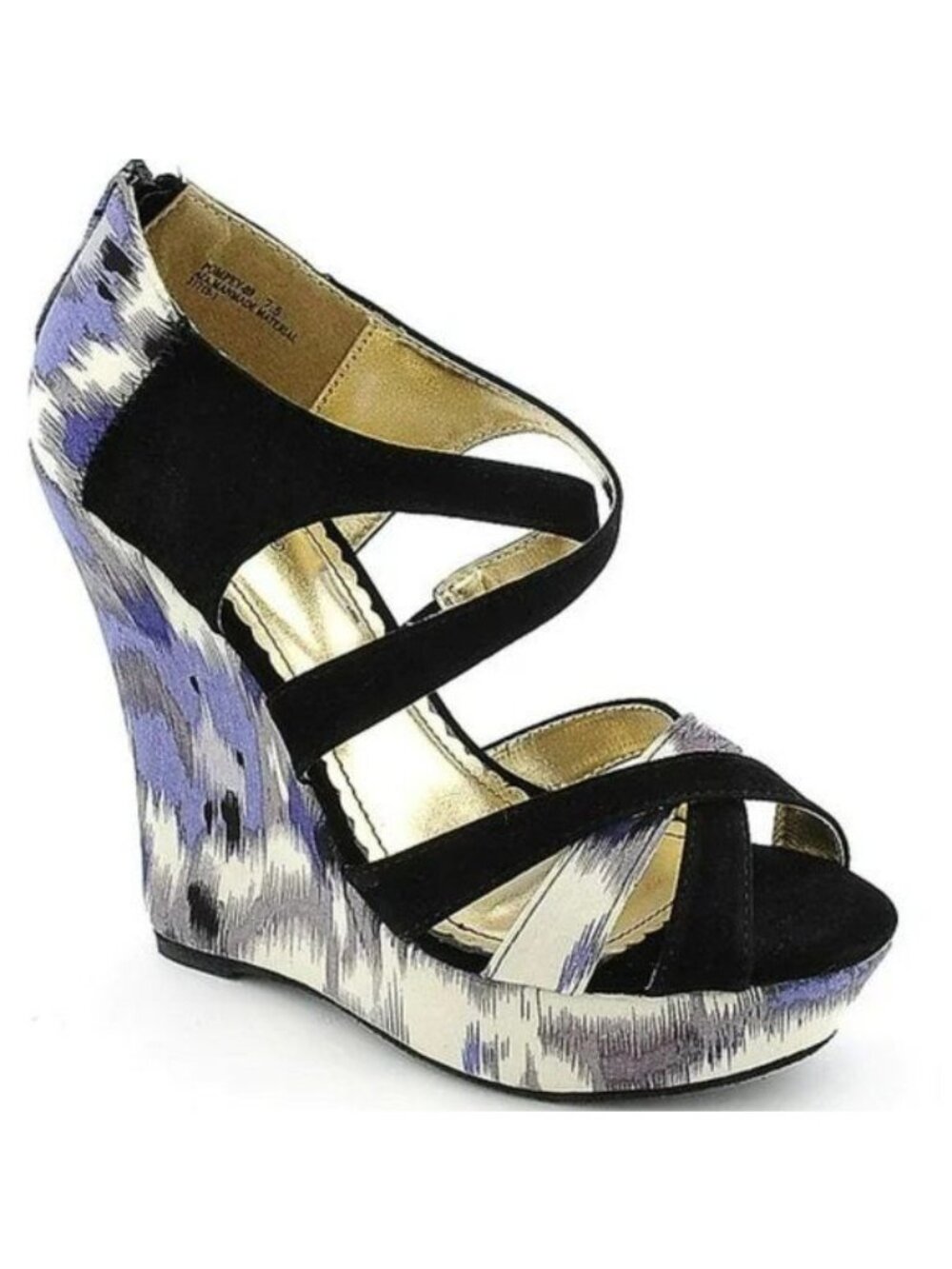 Bamboo Women's 7.5 Artsy Colorful Platform High Wedge Caged Sandals Vegan Suede
